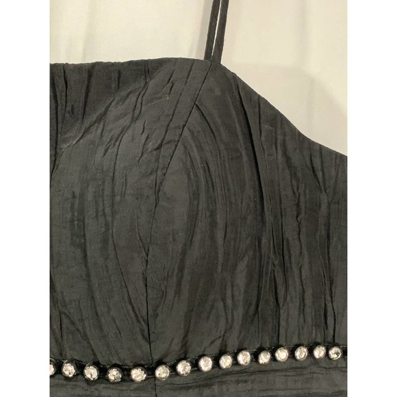 Vintage Cache Black Studded Gathered Cocktail Built In Bra Strapless Dress 10 - Picture 9 of 10
